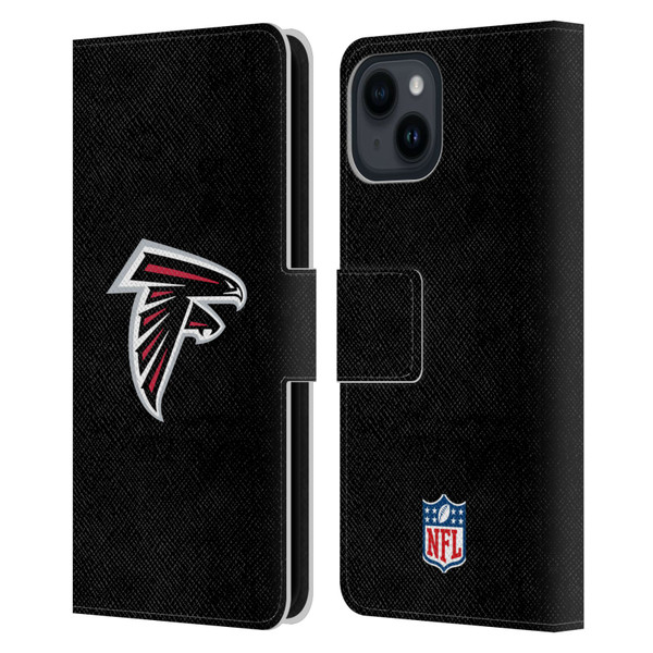 NFL Atlanta Falcons Logo Plain Leather Book Wallet Case Cover For Apple iPhone 15