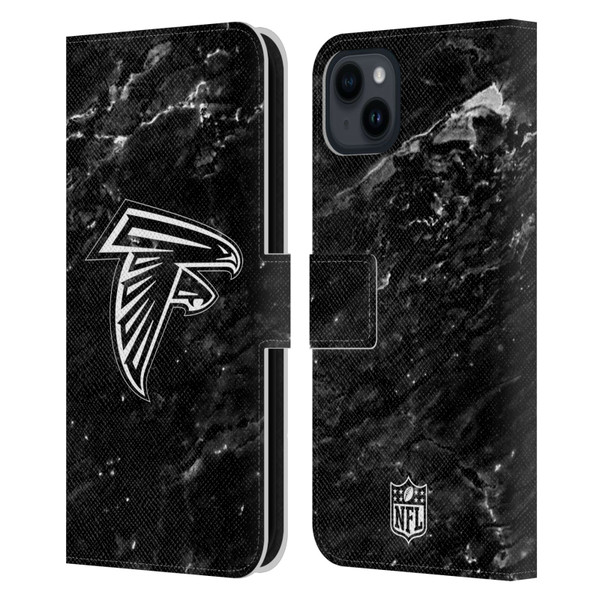 NFL Atlanta Falcons Artwork Marble Leather Book Wallet Case Cover For Apple iPhone 15 Plus