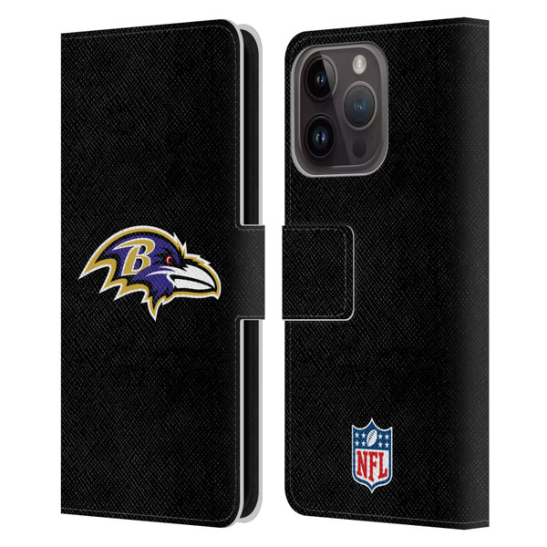 NFL Baltimore Ravens Logo Plain Leather Book Wallet Case Cover For Apple iPhone 15 Pro