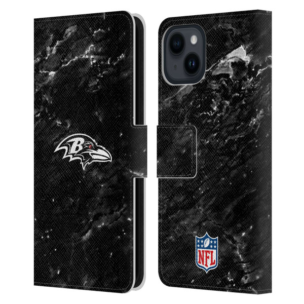 NFL Baltimore Ravens Artwork Marble Leather Book Wallet Case Cover For Apple iPhone 15