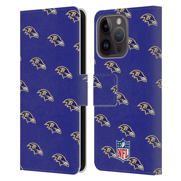 NFL Baltimore Ravens Artwork Patterns Leather Book Wallet Case Cover For Apple iPhone 15 Pro