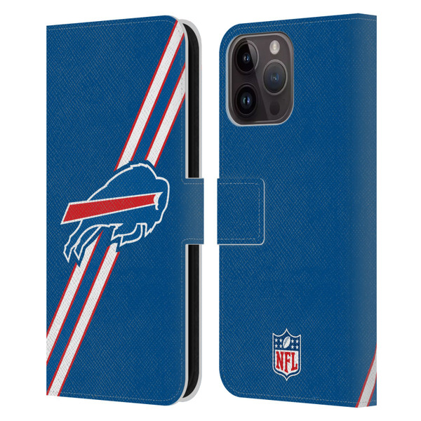 NFL Buffalo Bills Logo Stripes Leather Book Wallet Case Cover For Apple iPhone 15 Pro Max