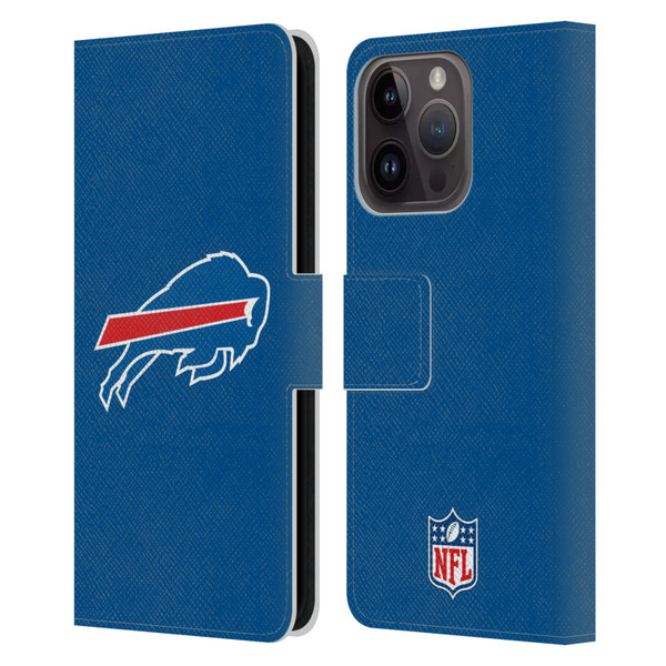 NFL Buffalo Bills Logo Plain Leather Book Wallet Case Cover For Apple iPhone 15 Pro