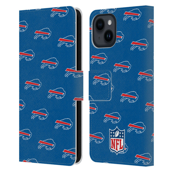 NFL Buffalo Bills Artwork Patterns Leather Book Wallet Case Cover For Apple iPhone 15
