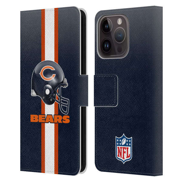 NFL Chicago Bears Logo Helmet Leather Book Wallet Case Cover For Apple iPhone 15 Pro