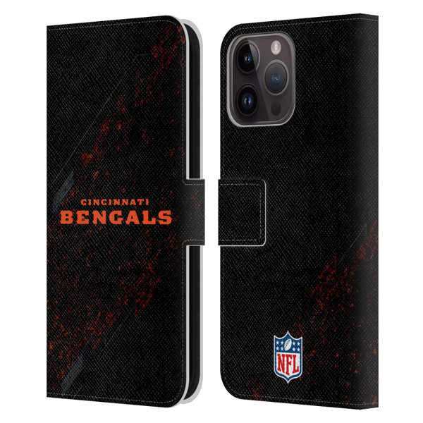 NFL Cincinnati Bengals Logo Blur Leather Book Wallet Case Cover For Apple iPhone 15 Pro Max