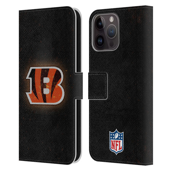 NFL Cincinnati Bengals Artwork LED Leather Book Wallet Case Cover For Apple iPhone 15 Pro Max