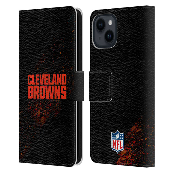 NFL Cleveland Browns Logo Blur Leather Book Wallet Case Cover For Apple iPhone 15