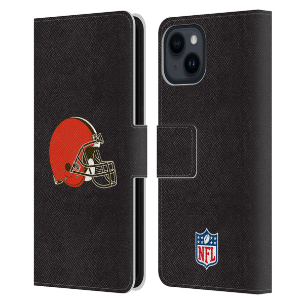 NFL Cleveland Browns Logo Plain Leather Book Wallet Case Cover For Apple iPhone 15