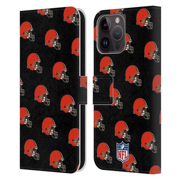 NFL Cleveland Browns Artwork Patterns Leather Book Wallet Case Cover For Apple iPhone 15 Pro Max