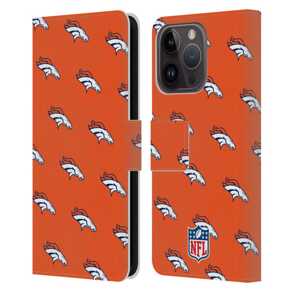 NFL Denver Broncos Artwork Patterns Leather Book Wallet Case Cover For Apple iPhone 15 Pro