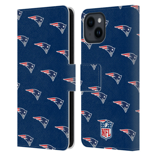 NFL New England Patriots Artwork Patterns Leather Book Wallet Case Cover For Apple iPhone 15