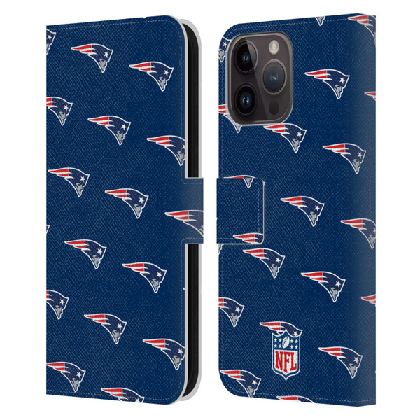 NFL New England Patriots Artwork Patterns Leather Book Wallet Case Cover For Apple iPhone 15 Pro Max