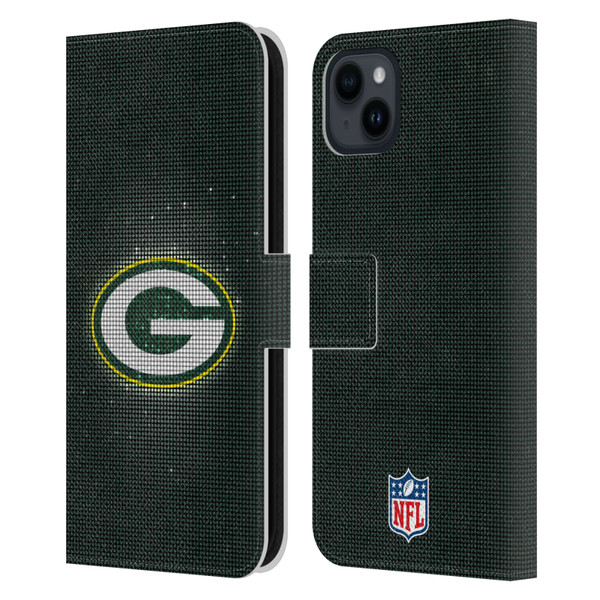 NFL Green Bay Packers Artwork LED Leather Book Wallet Case Cover For Apple iPhone 15 Plus