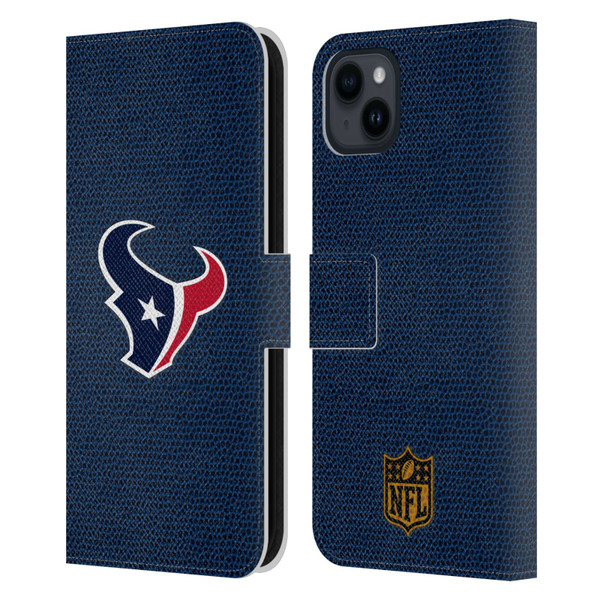 NFL Houston Texans Logo Football Leather Book Wallet Case Cover For Apple iPhone 15 Plus