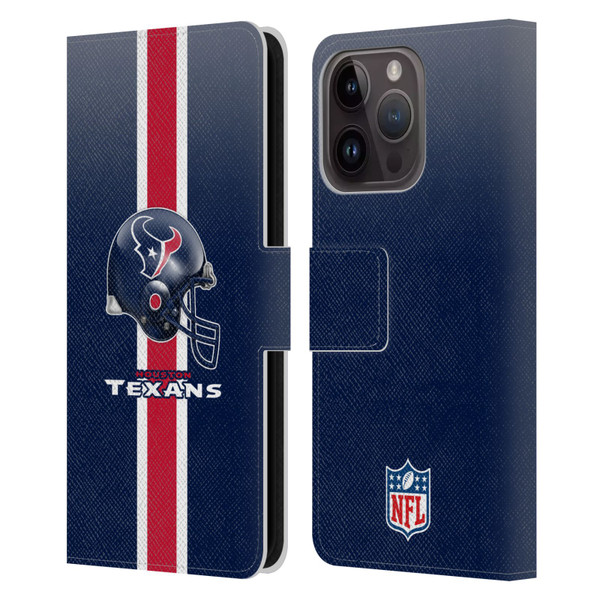NFL Houston Texans Logo Helmet Leather Book Wallet Case Cover For Apple iPhone 15 Pro