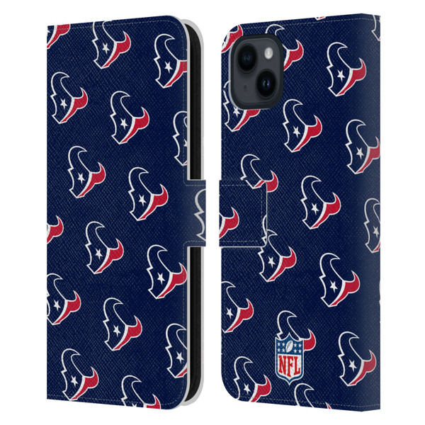 NFL Houston Texans Artwork Patterns Leather Book Wallet Case Cover For Apple iPhone 15 Plus