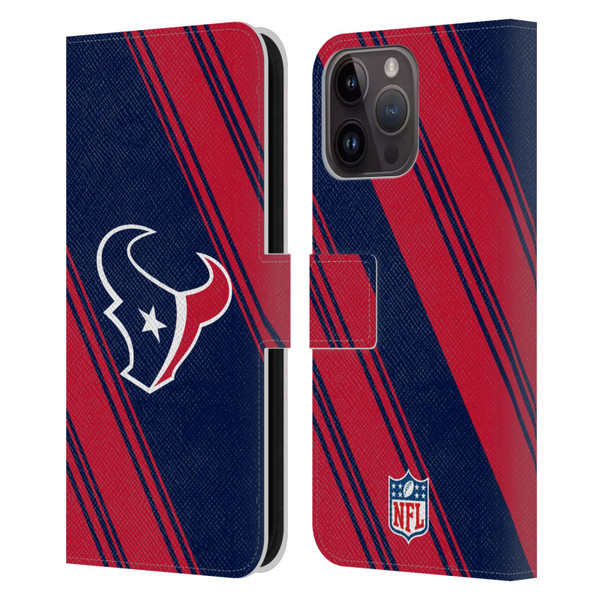 NFL Houston Texans Artwork Stripes Leather Book Wallet Case Cover For Apple iPhone 15 Pro Max