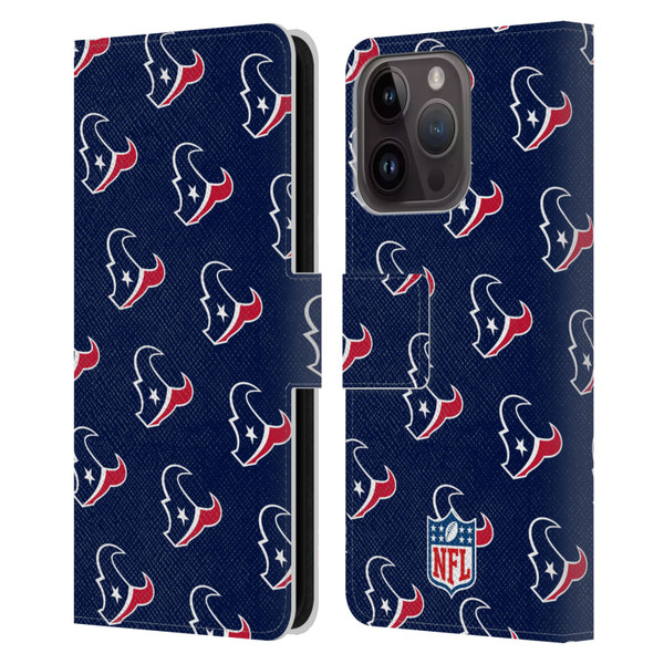NFL Houston Texans Artwork Patterns Leather Book Wallet Case Cover For Apple iPhone 15 Pro