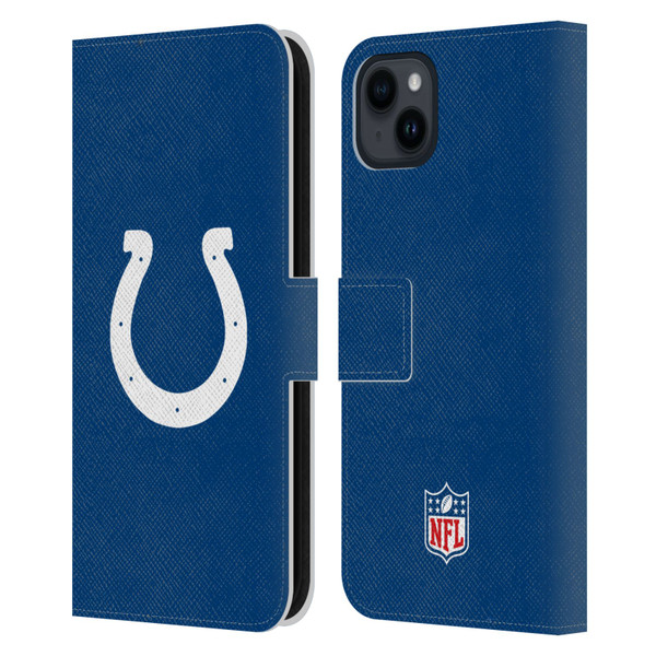 NFL Indianapolis Colts Logo Plain Leather Book Wallet Case Cover For Apple iPhone 15 Plus