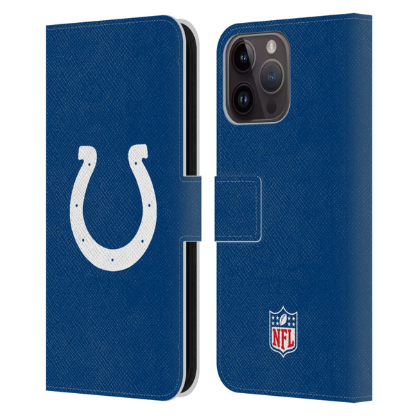 NFL Indianapolis Colts Logo Plain Leather Book Wallet Case Cover For Apple iPhone 15 Pro Max
