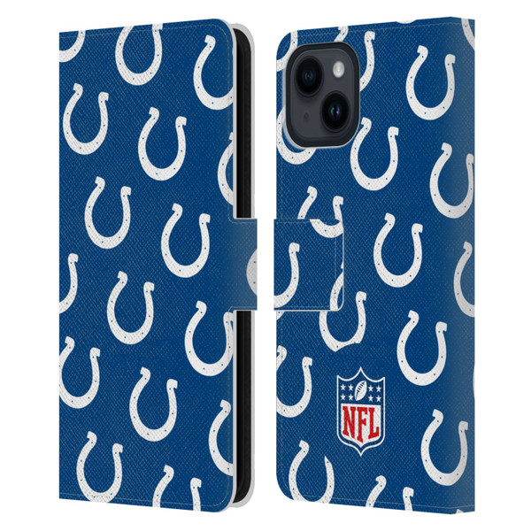 NFL Indianapolis Colts Artwork Patterns Leather Book Wallet Case Cover For Apple iPhone 15