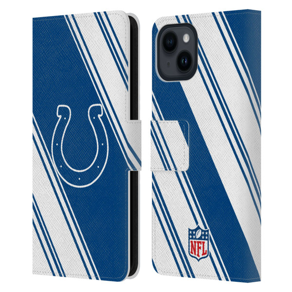 NFL Indianapolis Colts Artwork Stripes Leather Book Wallet Case Cover For Apple iPhone 15