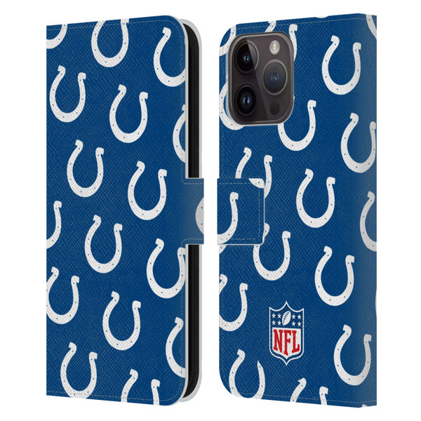 NFL Indianapolis Colts Artwork Patterns Leather Book Wallet Case Cover For Apple iPhone 15 Pro Max