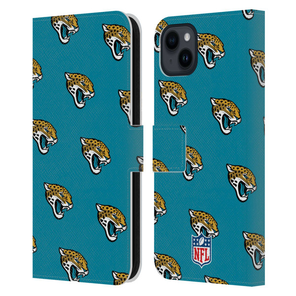 NFL Jacksonville Jaguars Artwork Patterns Leather Book Wallet Case Cover For Apple iPhone 15 Plus