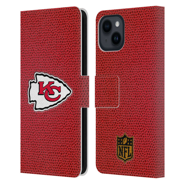 NFL Kansas City Chiefs Logo Football Leather Book Wallet Case Cover For Apple iPhone 15