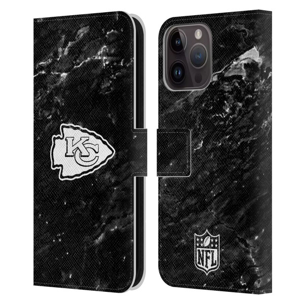 NFL Kansas City Chiefs Artwork Marble Leather Book Wallet Case Cover For Apple iPhone 15 Pro Max