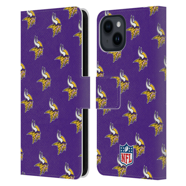 NFL Minnesota Vikings Artwork Patterns Leather Book Wallet Case Cover For Apple iPhone 15