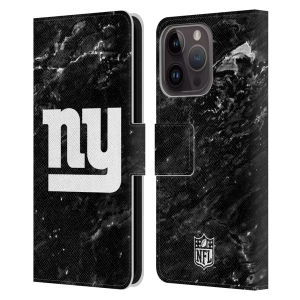 NFL New York Giants Artwork Marble Leather Book Wallet Case Cover For Apple iPhone 15 Pro
