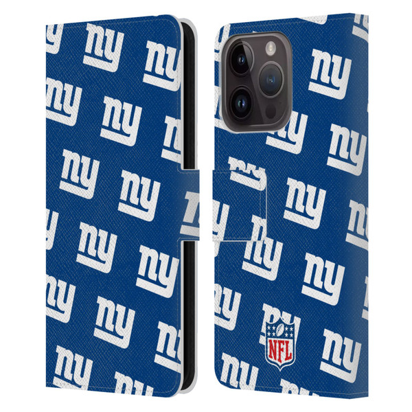 NFL New York Giants Artwork Patterns Leather Book Wallet Case Cover For Apple iPhone 15 Pro