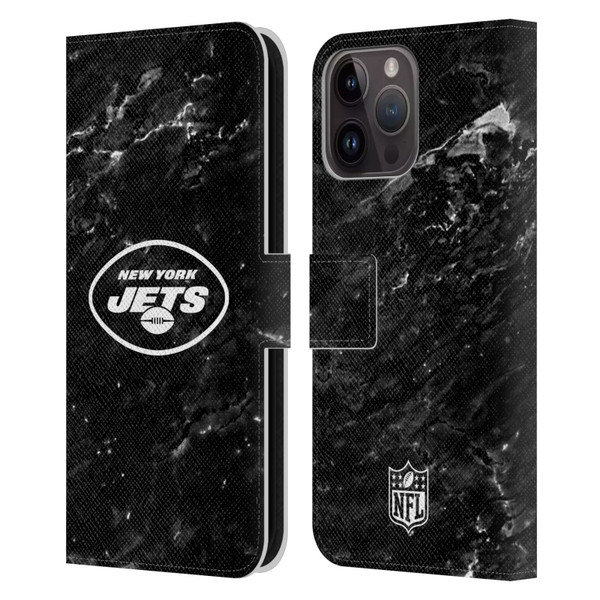 NFL New York Jets Artwork Marble Leather Book Wallet Case Cover For Apple iPhone 15 Pro Max