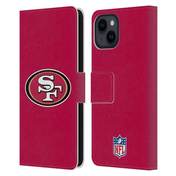 NFL San Francisco 49Ers Logo Plain Leather Book Wallet Case Cover For Apple iPhone 15