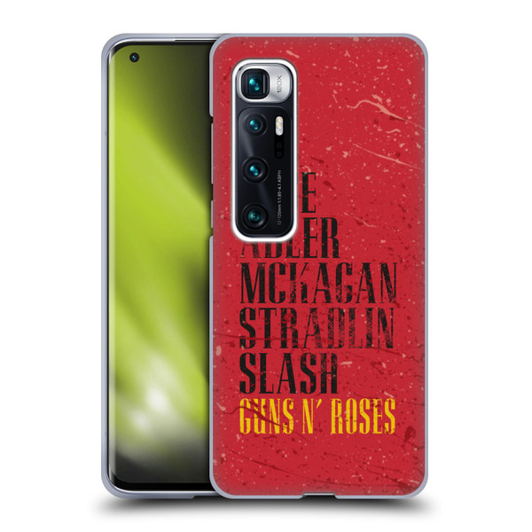 Guns N' Roses Vintage Names Soft Gel Case for Xiaomi Mi 10 Ultra 5G