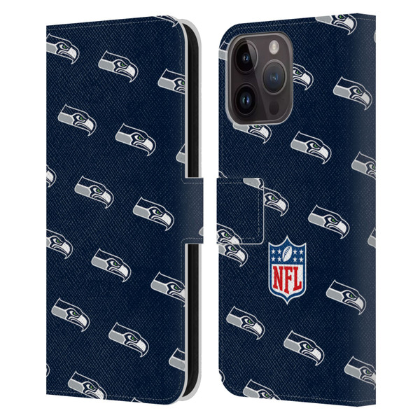 NFL Seattle Seahawks Artwork Patterns Leather Book Wallet Case Cover For Apple iPhone 15 Pro Max