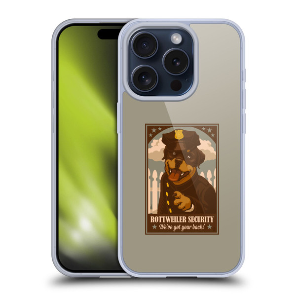 Lantern Press Dog Collection Rottweiller Security Soft Gel Case for Apple iPhone 15 Pro