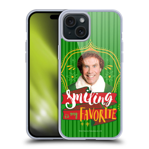 Elf Movie Graphics 2 Smiling Is My favorite Soft Gel Case for Apple iPhone 15 Plus