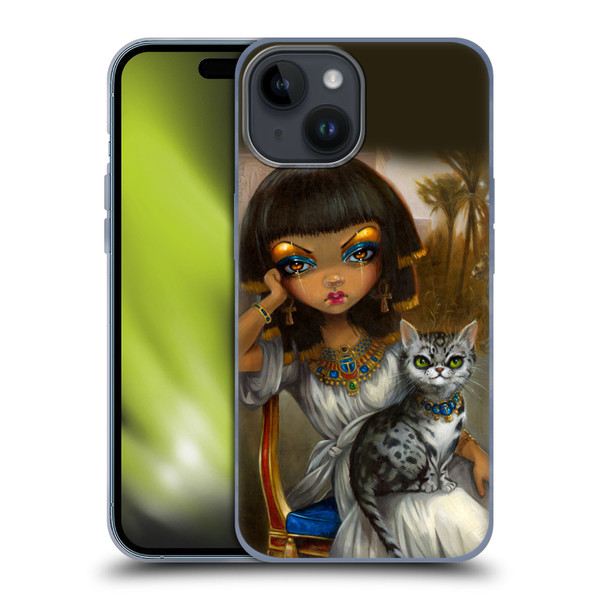 Strangeling Art Egyptian Girl with Cat Soft Gel Case for Apple iPhone 15