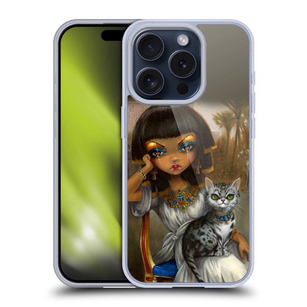 Strangeling Art Egyptian Girl with Cat Soft Gel Case for Apple iPhone 15 Pro