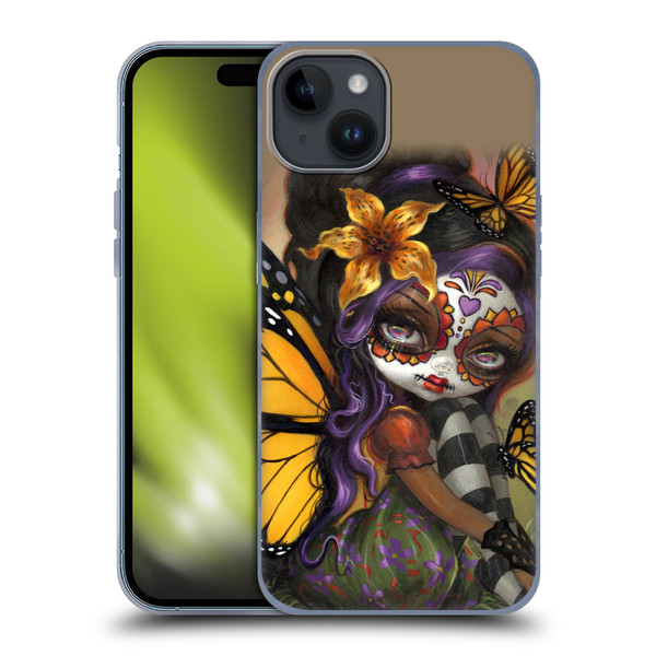 Strangeling Fairy Art Day of Dead Butterfly Soft Gel Case for Apple iPhone 15 Plus