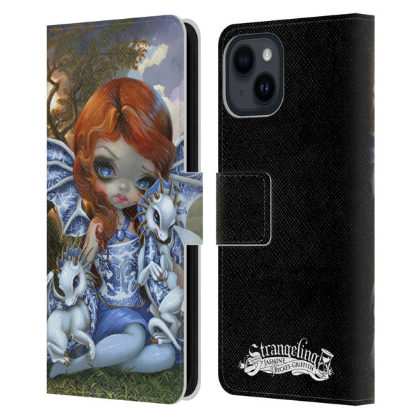 Strangeling Dragon Blue Willow Fairy Leather Book Wallet Case Cover For Apple iPhone 15