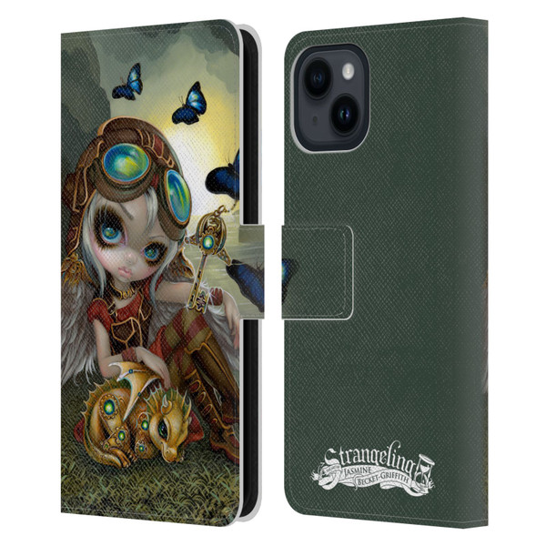 Strangeling Dragon Steampunk Fairy Leather Book Wallet Case Cover For Apple iPhone 15