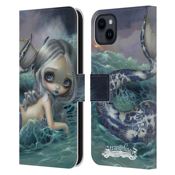 Strangeling Mermaid Blue Willow Tail Leather Book Wallet Case Cover For Apple iPhone 15 Plus