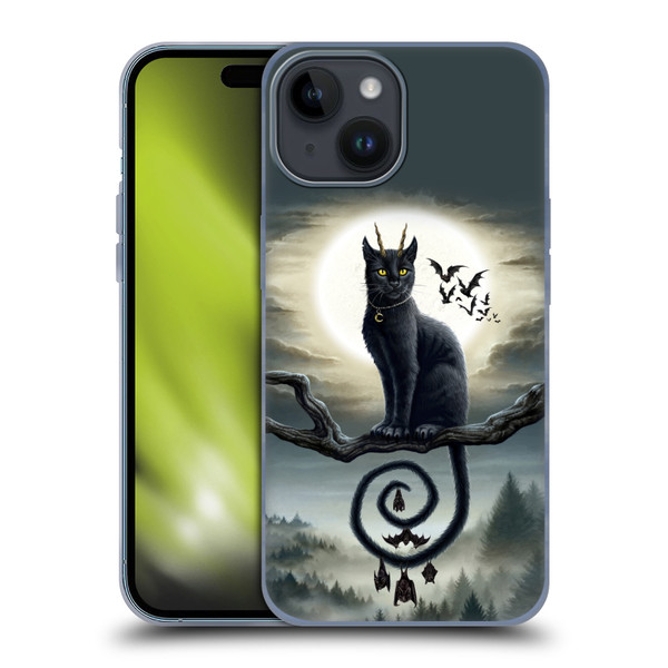Sarah Richter Animals Gothic Black Cat & Bats Soft Gel Case for Apple iPhone 15