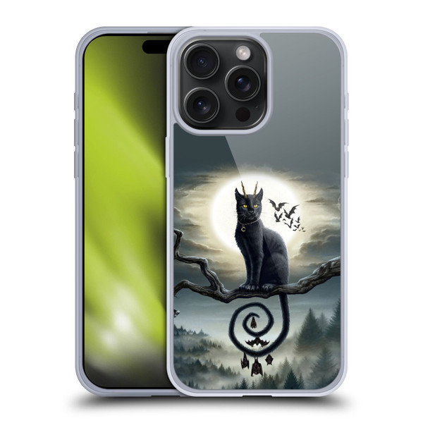 Sarah Richter Animals Gothic Black Cat & Bats Soft Gel Case for Apple iPhone 15 Pro Max