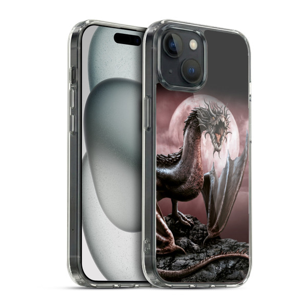Sarah Richter Fantasy Creatures Black Dragon Roaring Soft Gel Case for Apple iPhone 15 & MagSafe