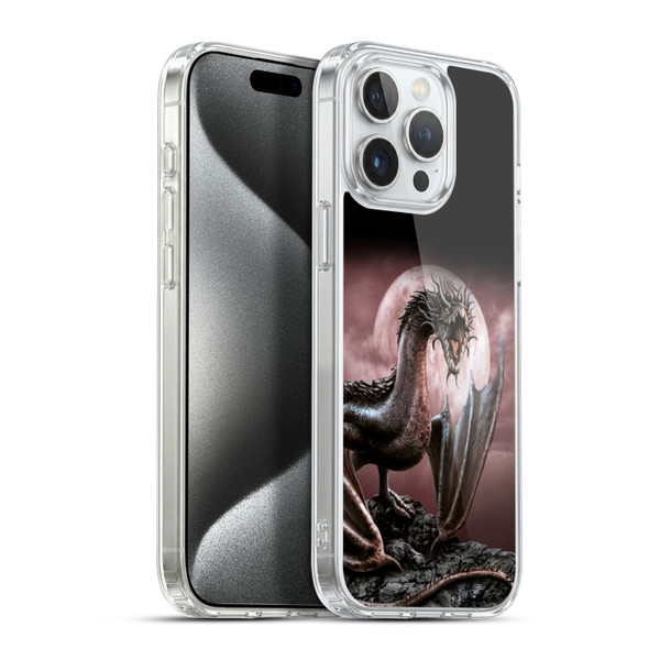 Sarah Richter Fantasy Creatures Black Dragon Roaring Soft Gel Case for Apple iPhone 15 Pro Max & MagSafe